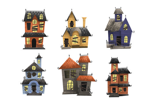 Haunted Houses Halloween Clipart