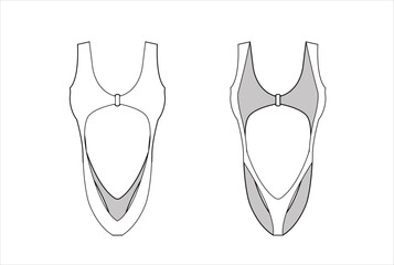 Ladies Swimsuit Back Open Vector Template