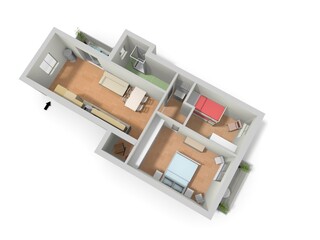 2d floor plan. Black&white floor plan. 