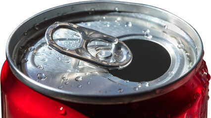 Closeup of an open soda can.