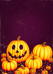 Retro Vintage Style Happy Pumpkins Halloween Poster