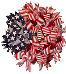 Flag Ribbon Wreath of Red White and Blue on Transparent background