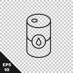 Black line Barrel oil icon isolated on transparent background. Vector