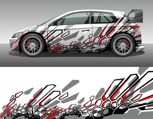 Car wrap vinyl racing decal ornament. Abstract geometric striped hexagonal sport background design print template. Vector illustration. © Алексей Панков