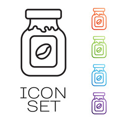 Black line Coffee jar bottle icon isolated on white background. Set icons colorful. Vector