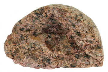 syenite from the Baltic Sea coast in Waabs, Germany isolated on white background