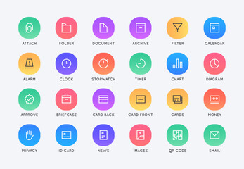 Business User Interface (UI) Vector Icon Set. High Quality Minimal Lined Icons.