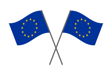 Wavy european flag. Flag of the European Union. European Union. Flag of Europe. European flag. Vector stock.