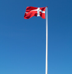Danish flag on blue background