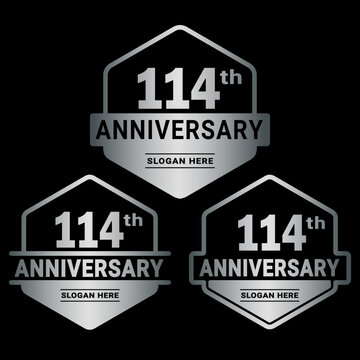 114 years anniversary celebration logotype. 114th anniversary logo collection. Set of anniversary design template. Vector and illustration.
