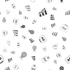 Set Financial growth increase, Advertising, and Target on seamless pattern. Vector