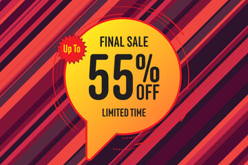 55 fifty-five Percent off sale shopping banner. business promotion