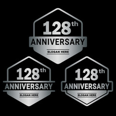 Obraz premium 128 years anniversary celebration logotype. 128th anniversary logo collection. Set of anniversary design template. Vector and illustration. 