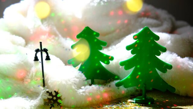 Winter Fairy Festive background. Christmas atmosphere. Blinking lights. Happy New Year