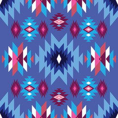 Fototapeta premium Colorful tribal boho mexican geometrical print. Abstract seamless aztec, mayan, navajo, latino pattern Ethnic hipster background indian, american, asian texture. Vector illustration 