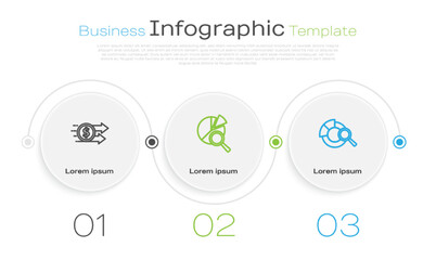 Set line Financial growth dollar, Search data analysis and . Business infographic template. Vector