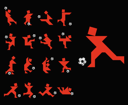 Football Soccer Players in Vector Illustration (Tangram Style)