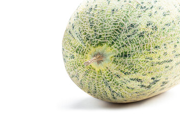 Macro image of fresh melon isolated on white background