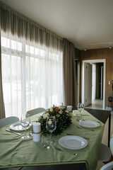 set table for dinner in light colors