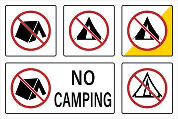No Camping Tent Sign M_2209001