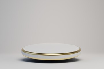 Beautiful round-shaped podium for placing goods or text on a white background. 3D render