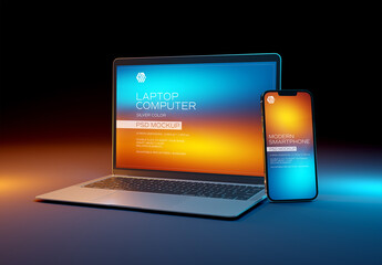 Mobile Phone and Laptop Devices Mockup