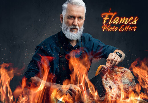 Fire and Flames Photo Effect Mockup