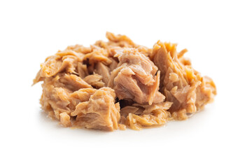 Canned tuna fish isolated on white background.