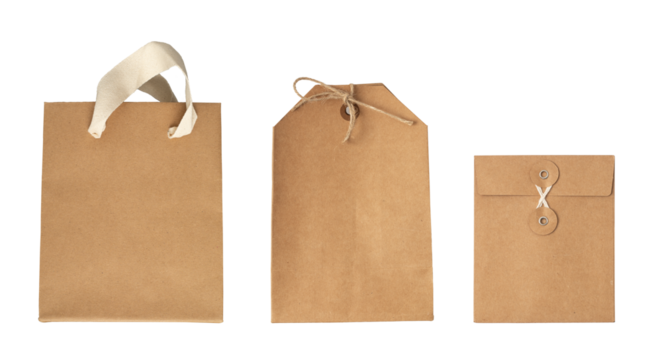 Mockup of isolated package of kraft paper, Recycled paper, sustainable living, plastic free concept