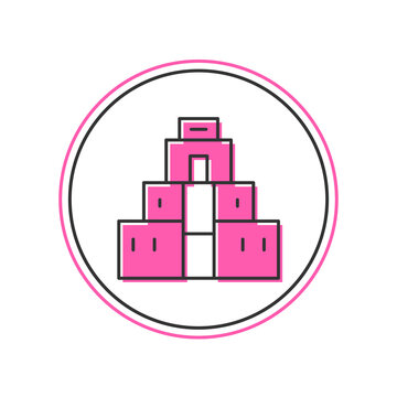 recommend clip art: Filled outline Chichen Itza in Mayan icon isolated on white background. Ancient Mayan pyramid. Famous monument of Mexico. Vector