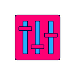 Filled outline Sound mixer controller icon isolated on white background. Dj equipment slider buttons. Mixing console. Vector