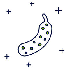 Filled outline Fresh cucumber icon isolated on white background. Vector