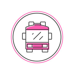 Filled outline Fire truck icon isolated on white background. Fire engine. Firefighters emergency vehicle. Vector