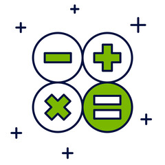 Filled outline Calculator icon isolated on white background. Accounting symbol. Business calculations mathematics education and finance. Vector