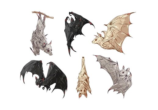 Vampire Bat Illustrations with Scary Horror Style
