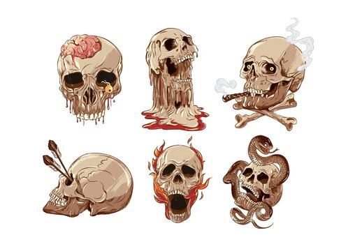 Skull Illustrations with Scary Horror Style