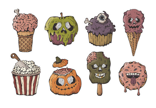 Halloween Food Candy Sweets Illustrations