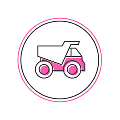Filled outline Mining dump truck icon isolated on white background. Vector