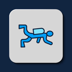 Filled outline Scuba diver icon isolated on blue background. Vector