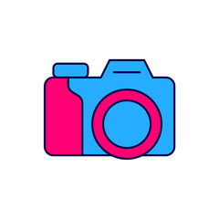 Filled outline Photo camera icon isolated on white background. Foto camera. Digital photography. Vector