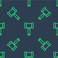 Line Judge gavel icon isolated seamless pattern on blue background. Gavel for adjudication of sentences and bills, court, justice. Auction hammer. Vector