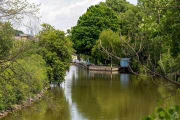 Fototapeta premium Lock Number Two On Fox River, Appleton, Wisconsin