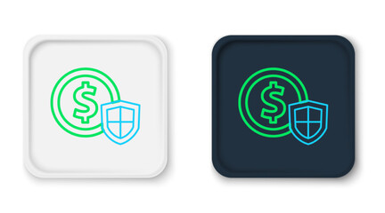 Line Money with shield icon isolated on white background. Insurance concept. Security, safety, protection, protect concept. Colorful outline concept. Vector