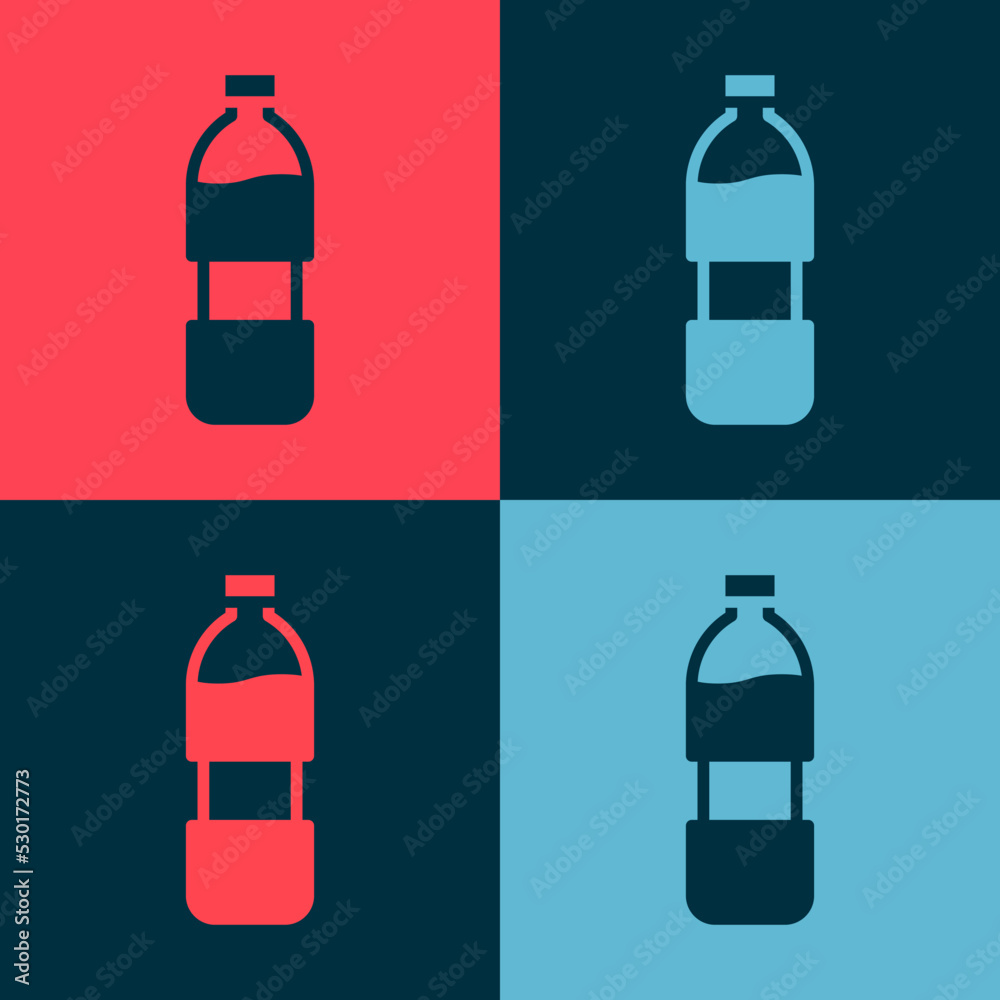 Poster pop art bottle of water icon isolated on color background. soda aqua drink sign. vector