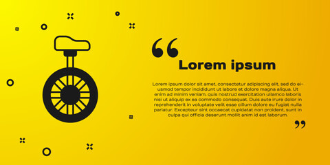 Black Unicycle or one wheel bicycle icon isolated on yellow background. Monowheel bicycle. Vector © Kostiantyn