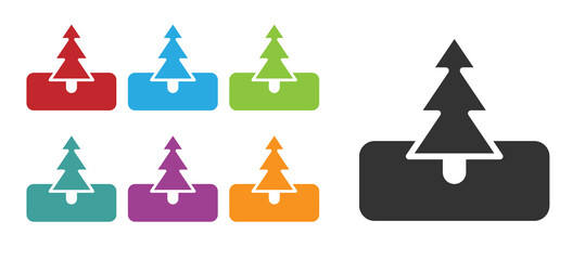Fototapeta na wymiar Black Tree icon isolated on white background. Forest symbol. Set icons colorful. Vector