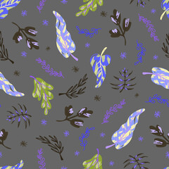 Seamless vector floral pattern in doodle style.