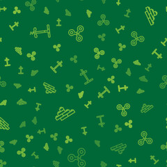 Set line Pogo stick jumping toy, Toy building block bricks and Fidget spinner on seamless pattern. Vector