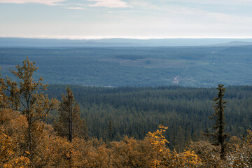 View from mountain top at Fulufjallet National Park in Dalarna, Sweden. Popular hiking destination.