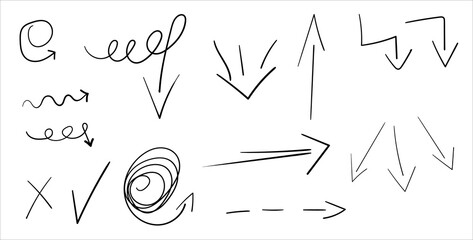 PNG arrows drawn by hand. Doodle arrows. Black arrows. Set of different arrows.	
